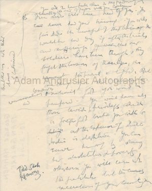 Autograph notes by Mahatma Gandi