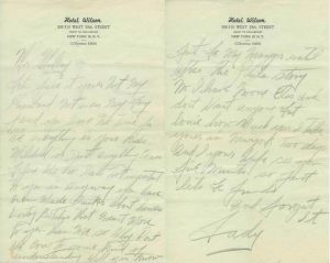 An astonishing two-page handwritten letter by Billie Holiday, circa 1950s.